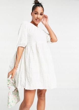 Воздушное мини платье белое asos размер 401 фото