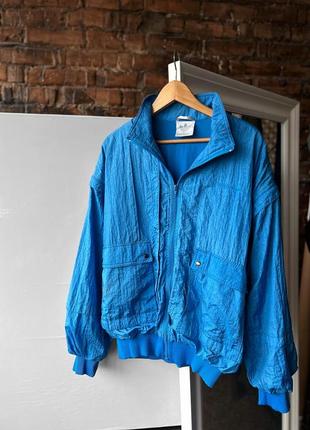 Adidas vintage 90s unisex nylon blue bomber jacket gilet with removable sleeves вінтажна, нейлонова куртка