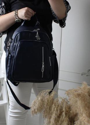 Женский шикарный и качественный рюкзак сумка для девушек из эко кожи синий2 фото
