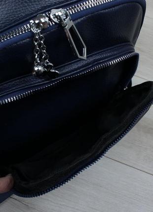 Женский шикарный и качественный рюкзак сумка для девушек из эко кожи синий7 фото