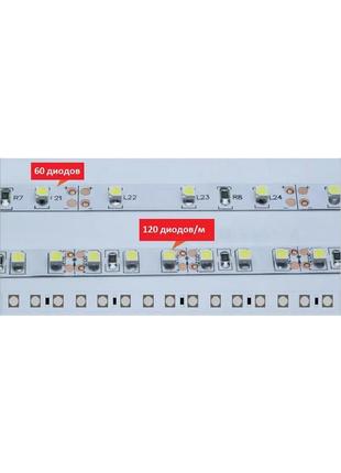 Світлодіодна стрічка smd 2835 120led/м 12v ip20 нейтральний білий (6500к) преміум на синьому термоскотчі