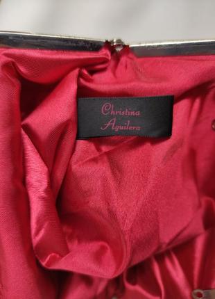 Клатч косметичка christina aguilera маленькая сумочка из гипюра и атласа красная внутри кристина агилера кошолка5 фото