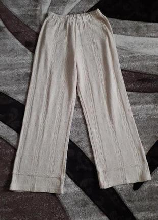 Невероятные мягкие фактурные трикотажные брюки палаццо цвет экрю айвори2 фото