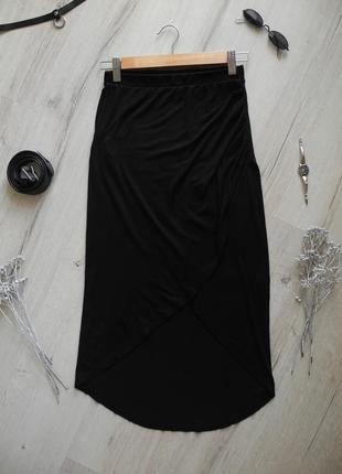 Черная длинная асимметричная интересная юбка xs zebra