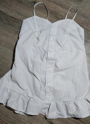 Рубашка майка-бруза с открытыми плечами, на брителях с воланом