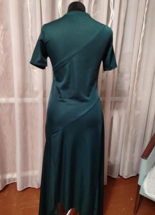 Платье зеленое мини, асимметричное2 фото