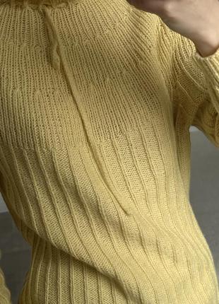Роскошный желтый вязаный cottage core свитерик8 фото