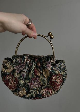 Невероятная винтажная бисерная ренесансная сумочка клатч