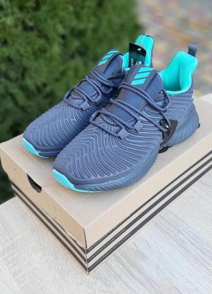 👟 кроссовки adidas alphabounce instinct серые с бирюзой / наложка bs👟6 фото