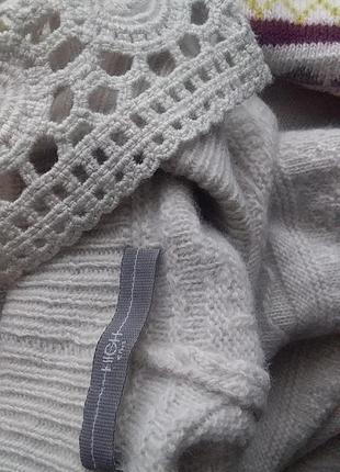 Бохо оверсайз свитер этно разлетайка авангард дизайнер кружево ажур кутюр10 фото