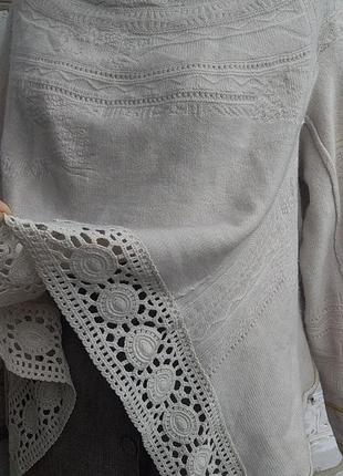 Бохо оверсайз свитер этно разлетайка авангард дизайнер кружево ажур кутюр9 фото