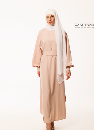 Рожева жіноча максі (довга) сукня с паском | мусульманський та стриманий одяг власного...