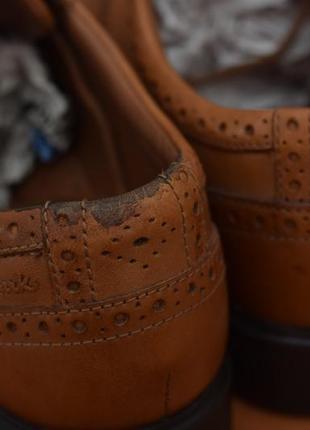 Коричневые кожаные туфли, броги clarks, 43-44 размер. оригинал8 фото