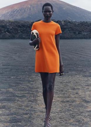 Расклешенное платье оранжевое zara new1 фото