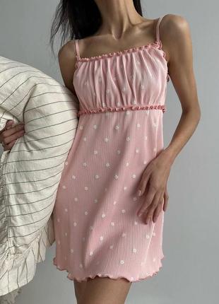 Женская нежная пижама рубчик цветочный принт халат и рубашка2 фото