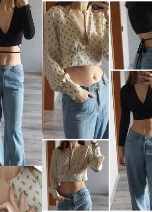 Топ блуза zara / топ на завязках casual trend