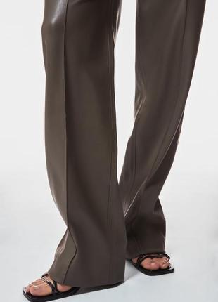 Розкішні шкіряні брюки широкого крою zara wide leg4 фото