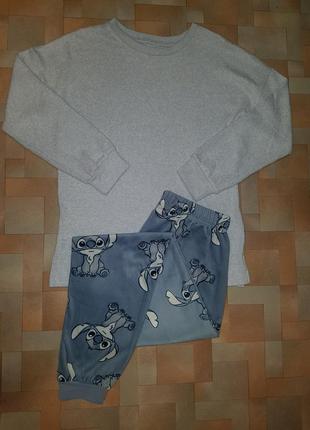 Домашний теплый комплект стич, пижамка велюр disney-primark xs р-р3 фото