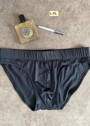 Чорні нейлонові труси бріфи клсичні l/xl