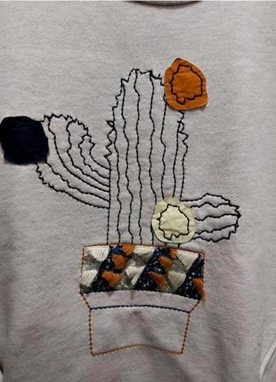 Стильная футболка с принтом кактус свободного кроя6 фото