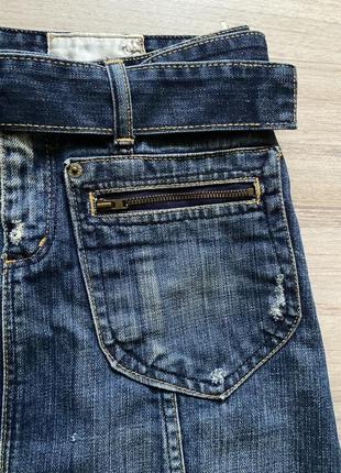 Винтажная y2k джинсовая юбка с пояском zara vintage3 фото