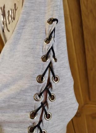 Светло-серая туника-платье subu  (размер л) по бокам шнуровка5 фото