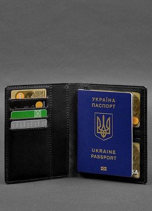 Шкіряна обкладинка органайзер для документів, чорний