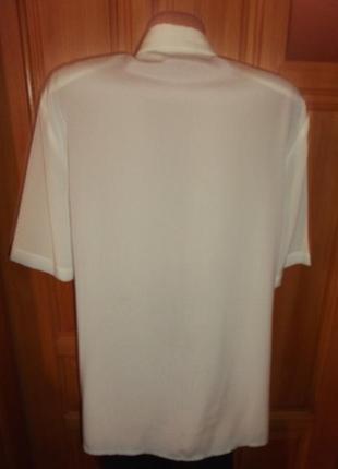 Блуза сорочка біла вишивка шовк золото оверсайз полуэстер р. 12 - m - l - bassini5 фото