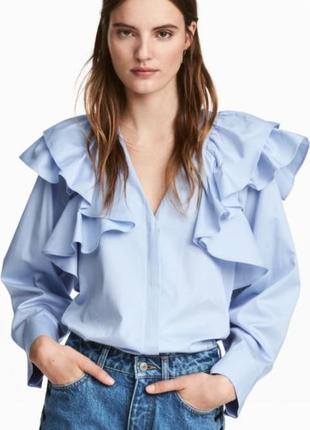 Новая хлопкова блуза с воланами h&m