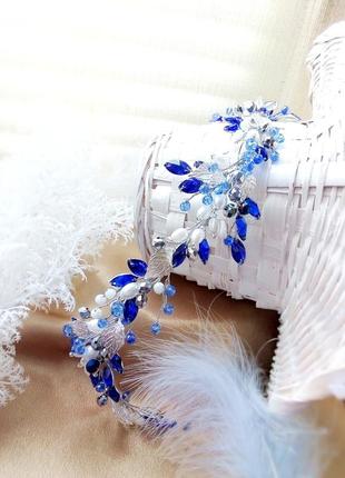 Ізабелла білий синій електрик гілочка гілочка діадема віночок нареченій весільна...
