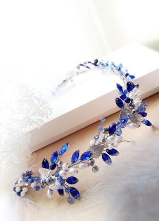 Ізабелла білий синій електрик гілочка гілочка діадема віночок нареченій весільна...
