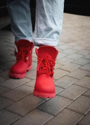 Timberland red termo женские ботинки тимберленд красный цвет (36-40)💜8 фото