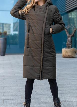 Практичное стеганое пальто куртка на холодную осень,есть съемный капюшон2 фото