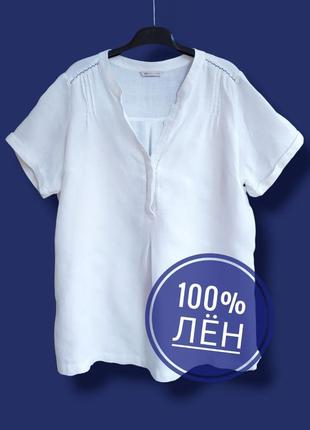 Льняная белоснежная рубашка свободного кроя marks&spencer.1 фото