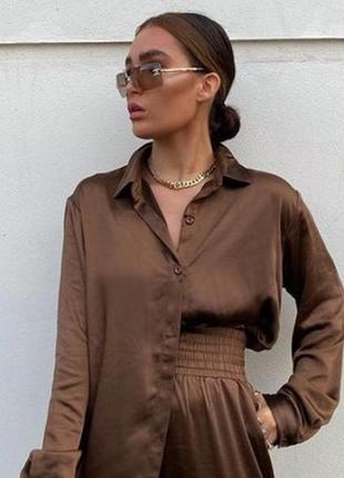 Блуза під шовк шоколад