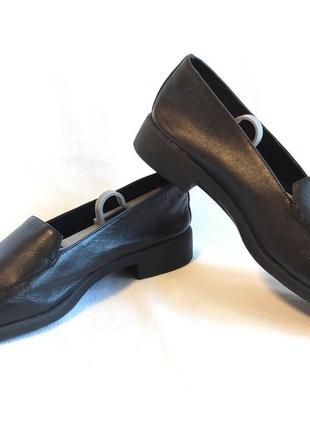 Мокасины женские кожаные черные shoe tailor