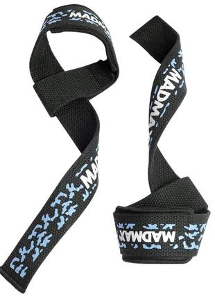 Лямки для тяги madmax camo power wrist straps camo/light blue