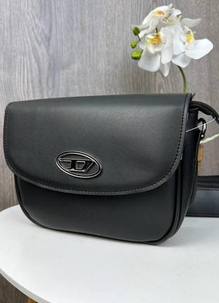 Жіноча міні сумочка клатч на плече стиль diesel, маленька сумка чорна дизель9 фото