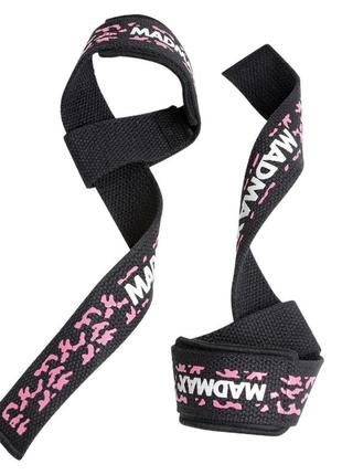 Лямки для тяги madmax camo power wrist straps camo/pink