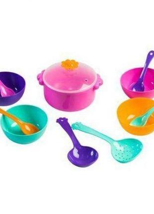 Набор посуды столовый ромашка, 12 эл розовая