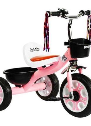 Уцінка. велосипед 3-х колісний lm-2633 "best trike" (1) рожевий, піно колесо, металева рама, дзвіночок, 2
