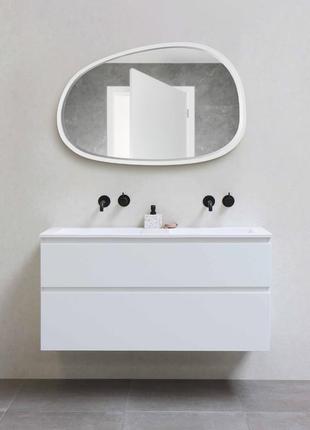 Зеркало асимметричное деревянное luxury wood dali snow white ясень 55x85 см5 фото