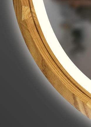 Зеркало капсула деревянное с led-подсветкой luxury wood freedom natural oak дуб 50x80 см3 фото