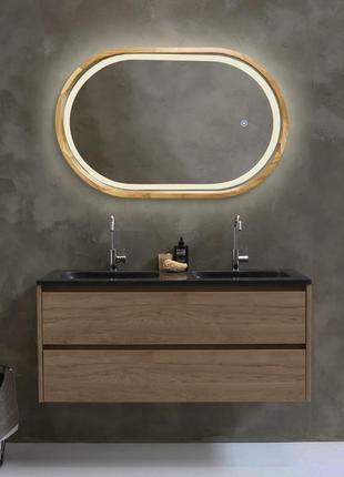 Зеркало капсула деревянное с led-подсветкой luxury wood freedom natural oak дуб 50x80 см8 фото