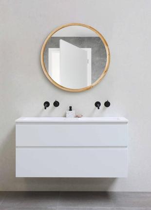Зеркало круглое деревянное luxury wood perfection natural light ясень 65 см