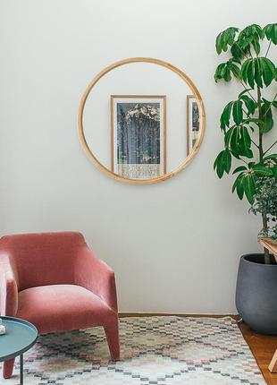 Зеркало круглое деревянное luxury wood perfection natural light ясень 65 см