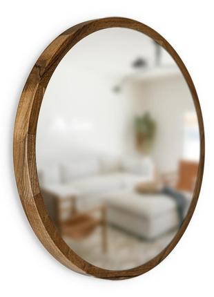 Зеркало круглое деревянное luxury wood perfection natural walnut орех 65 см2 фото