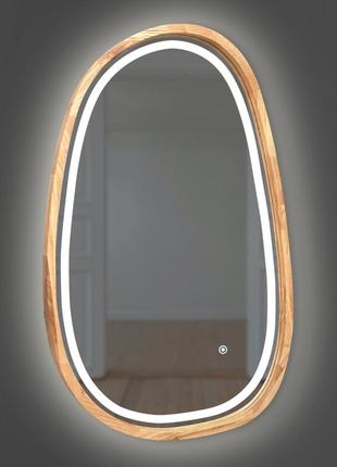 Зеркало асимметричное деревянное с led-подсветкой luxury wood dali natural oak дуб 55x85 см2 фото