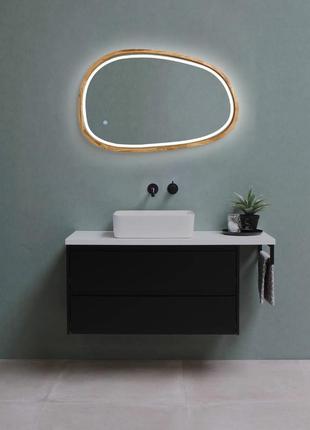 Зеркало асимметричное деревянное с led-подсветкой luxury wood dali natural oak дуб 55x85 см10 фото
