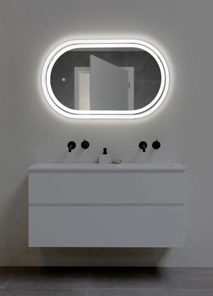 Зеркало капсула деревянное с led-подсветкой luxury wood freedom snow white ясень 50x80 см7 фото